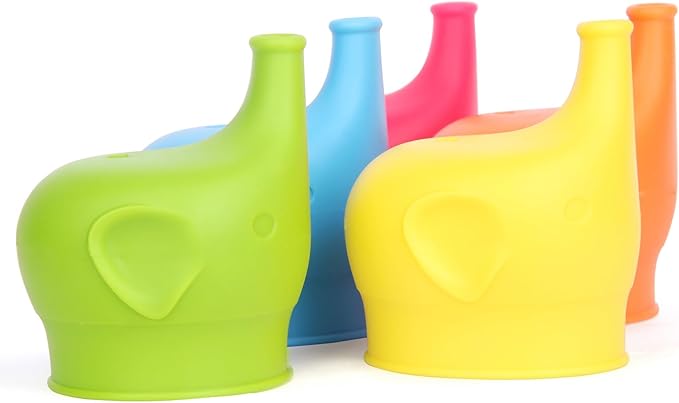 5 Pack Silicone Sippy Cup Lids, Soft Spout Sippy Cups, Reusable Silicone Lids for Cups