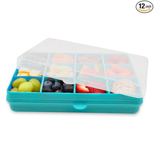melii Snackle Box |12-Compartment Snack Container with Removable Dividers, BPA-Free Food Storage for Travel, School & On-the-Go Snacks, Kids & Family Organizer (Blue)