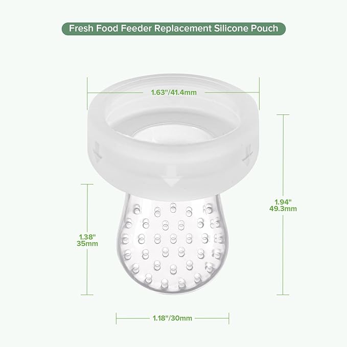 haakaa Silicone Replacement Pouch for Fresh Food Feeder, 100% Food Grade Silicone, Medium Size (2pcs)