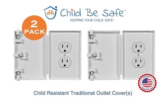 Baby Toddler Pet Wall Outlet Cover, Traditional Style, Electrical Safety Guard for Home and Business, Made in USA (2 Pack)