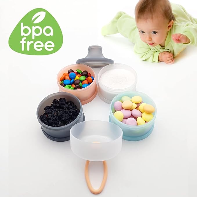 Baby Formula Dispenser, Formula Container, Portable Milk Powder Container, Non-Spill Stackable Baby Snack Storage Container, Baby Feeding Travel Storage Container, BPA Free, 4 Layers 2 Packs