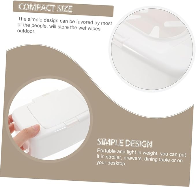 Refillable Wipe Holder with Button Lid Portable Tissue Dispenser Box for Baby Care Travel Bathroom Compact 6.69X4.13X2.36 Inch Fresh Wipes Storage Case