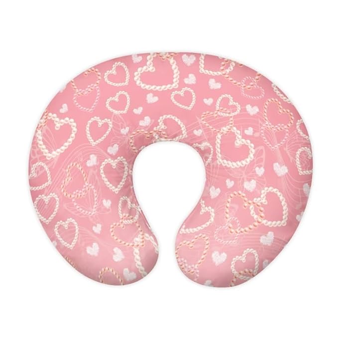 Nursing Pillow Cover, Pink Love Breastfeeding Pillows Covers, Snug Fits Nursing Pillow Slipcovers for Boys Girls, Soft and Stretchy