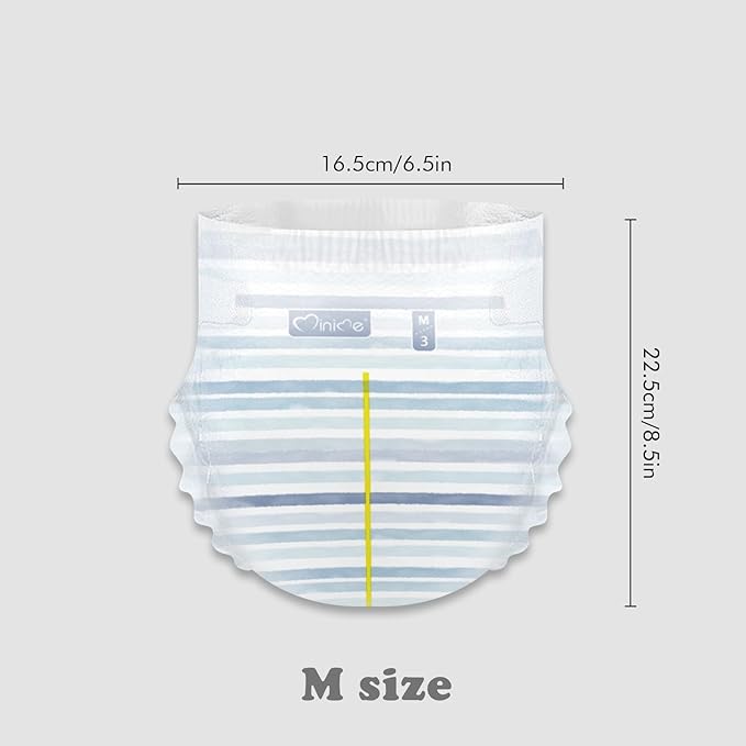 Minime Baby Diapers - Size 3 (13-24 lbs), Medium, 46 Count, Premium Ultra Soft Disposable Baby Diapers, Hypoallergenic, Fragrance Free