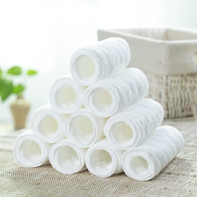 10Pcs 3-Ply Reusable Cotton Cloth Diapers for Newborns - Washable Baby Diaper Inserts, Absorbent and Eco-Friendly, 18.11X6.69In