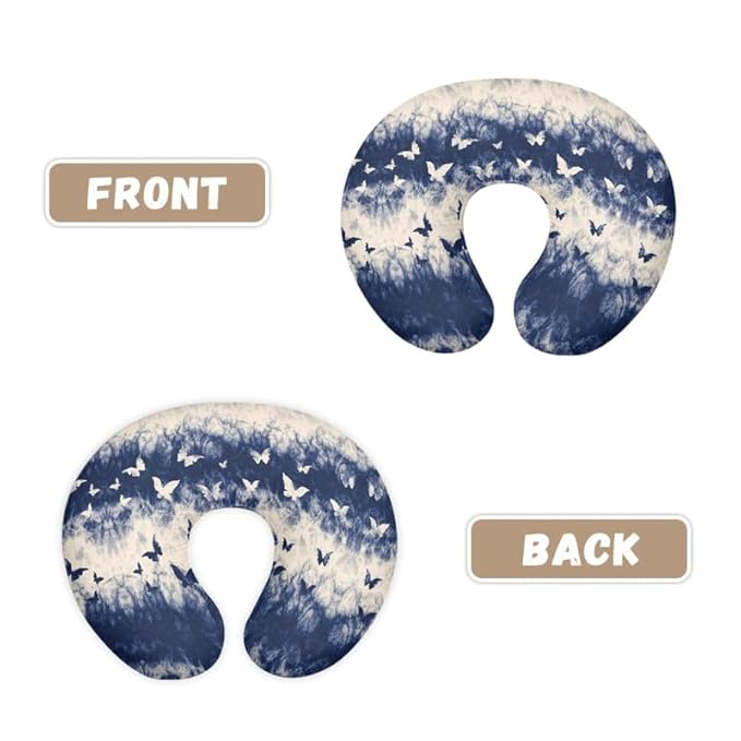 Blue Beige Gradient Nursing Pillow Cover Navy Blue Watercolor Butterfly Breastfeeding Pillow Slipcover for Boys Girls Art Butterfly Stretchy Breastfeeding Pillow Cover