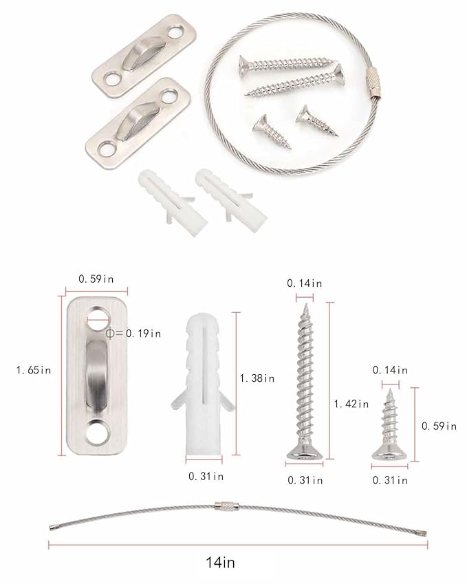 6 Pack Furniture Anchors Kit for Baby Proofing, Furniture Straps Use to Prevent Falling and Anti Tip, Dresser Or Cabinet to Wall Anchors, 14in