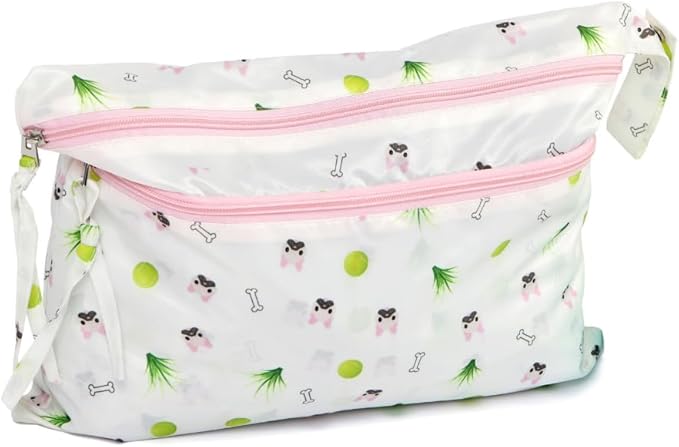 melii Waterproof Wet & Dry Bag with Handle, for Wet Bathing Suits, Diapers and Potty Training and Dishes, 14x11 (Bulldog)