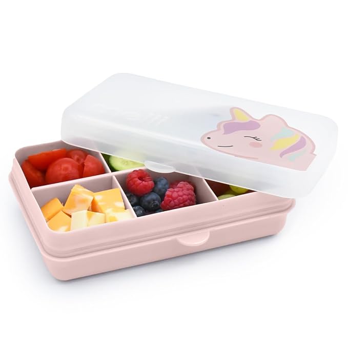 melii Snackle Box | 6-Compartment Divided Snack Container, BPA-Free Food Storage with Removable Dividers for School, Travel & On-the-Go Snacking (Unicorn)