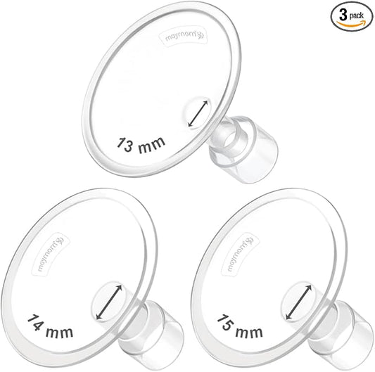Maymom MyFit Flanges Classic/Conical Shape Goldie Pack 13 14 15 mm Compatible with Medela Breast Pumps and Maymom Wide Base and Narrow Base Connectors