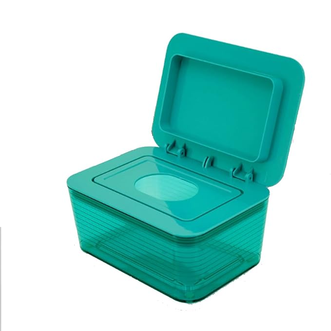 Clear Wet Wipes Box, Wet Dry Tissue Box Cover Holder, Facial Tissue Storage Box Baby Wipes Fresh Dispenser with Lid Seal Dust-Proof for Home Office (Green)