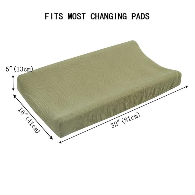 Cotton Changing Pad Cover,Unisex Diaper Change Table Sheet Ultra Soft Diaper Change Table Pad Cover Washable Changing Pad Sheets for Newborn,32in x 16in x 5in,Army Green