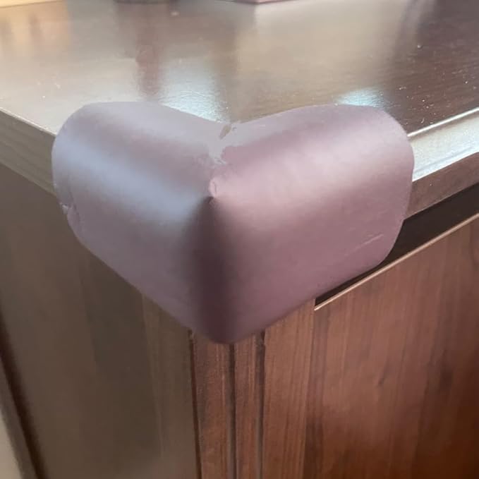 WONDERLAND Soft Rubber Foam Corner Protector Guards for Baby, Furniture Corner Guard, Edge Safety Bumpers, 3M Adhesive Pre-Taped (White/Brown, 10 Large Corners) (Coffee Brown)