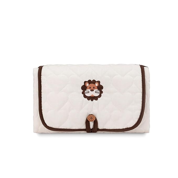 SONARIN Cute Portable Baby Changing Mat,Waterproof Folding Diaper Changing Pad Lightweight Travel Nappy Changing Mat Changing Station with Pocket for Newborns Infants(Lion)
