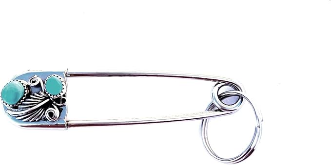 Hand Crafted By Virginia Johnson Giant Safety Pin W/key Ring Chain