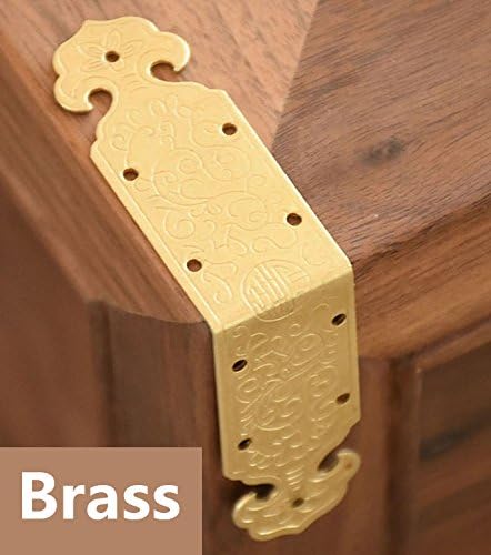 FGen 10pcs Chinese Antique Copper Edge, Table Guards Right Angle Wooden Jewelry Box Photo Frame Accessories Copper Corner Pieces, Brass Color
