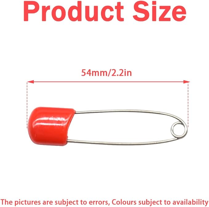 50 PCS Safety Pin 54mm/2.2in Baby Diaper Pins for Cloth Plastic Head Baby Pins for Diapers Stainless Steel Cloth Pins with Locking Closures Nappy Pin for Crafts（DT/Color）