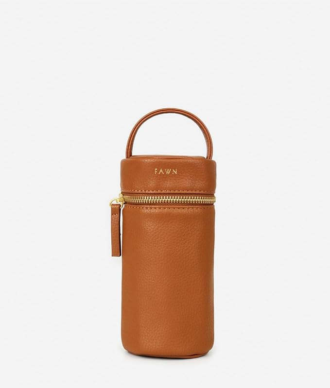 FAWN DESIGN The Bottle Bag, Insulated Bottle Bag for Daycare, Travel and More, Premium Matte Faux Leather Insulated Bag, Cooler Bag Fits Most Standard Bottle Sizes, 4x3.5x7.5 inches