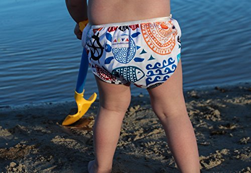 ALVABABY 2pcs Swim Diapers Baby & Toddler Snap One Size Reusable Adjustable Baby Boy Cartoon Fish Small DYK05-06