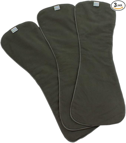 Leak Master Charcoal Fleece Adult Diaper Inserts/Bosters - 3 Pack - Size 2 - Inserts Increase Overall Absorbency