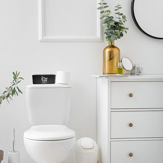 Moorfowl Baby Wipes Container Bathroom, 7.28" L * 4.80" W * 2.75" H, Adorable Please DO NOT Flush Toilet Wipes Dispenser Holder, Chic Style