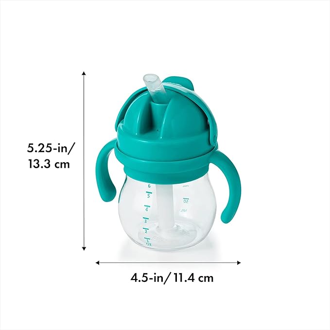 OXO Tot 6 Ounce Transitions Straw Cup with Removable Handles - Teal (Pack of 2)
