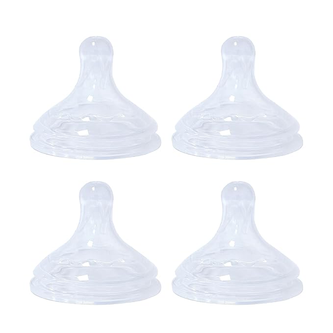 Silicone Baby Nipple for Dr Brown's Natural Flow Level 1 Wide Neck Baby Bottles, Soft Bottle Nipples for Baby 0m+, Slow Flow, 4 Count