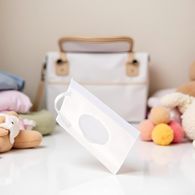3Pcs White Portable Baby Wipe Case Travel Holder Keeps Wipes Moist Set of Wet Wipes Holders Travel Wipes Cases On The Go Refillable Dispenser Container Waterproof Container with Sealed Zippe