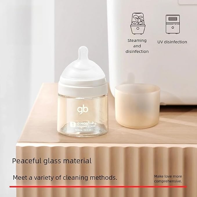 gb Feeding Series 1st Stage Baby Bottle 5.4oz 160ml PPSU BPA-Free, Anti-Colic, Soft Silicone, Ergonomic Handle, Easy to Clean, Ideal for Newborn Essentials & Breastfeeding, 0-3 Months