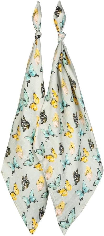 Milkbarn Baby Muslin Burp Cloths for Boys & Girls - Extra Large Washcloths 23" x 23", Pack of 2 - Soft & Absorbent Bamboo and Cotton Blend - Burping Cloths for Babies (Butterfly)