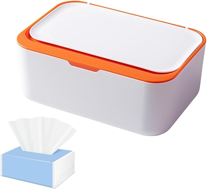 Refillable Wet Wipes Dispenser For Babies & Adults – One-Handed Operation, Freshness-Locking Design, Wet Toilet Paper Box For Home, Office, Kitchen & Bathroom(Orange)