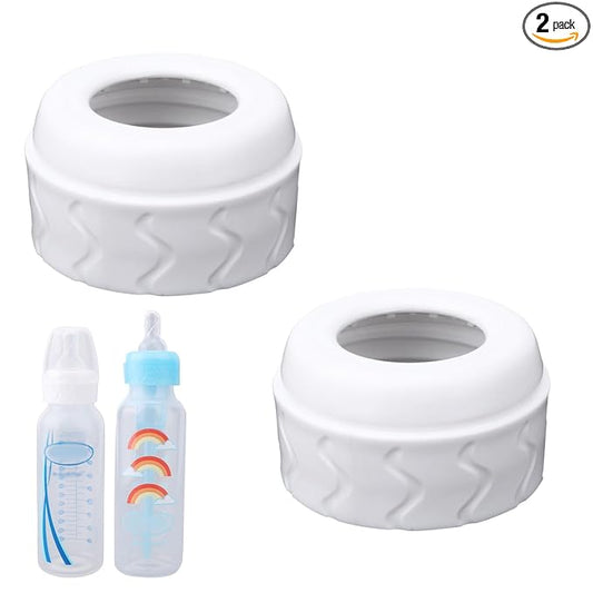 2pcs Replacement Bottle Nipple Ring Collars, Compatible with Dr. Brown's Narrow Plastic & Glass Bottles 4oz & 8oz No Leak or Spills Bottle Nipple Collars Rings Feeding Baby Accessories