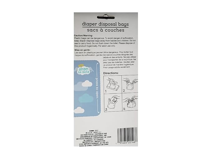 Angel of Mine: Diaper Disposal Sacks Bags (Scented to Neutralized Odors) 75 Count Per Box (Four Boxes)