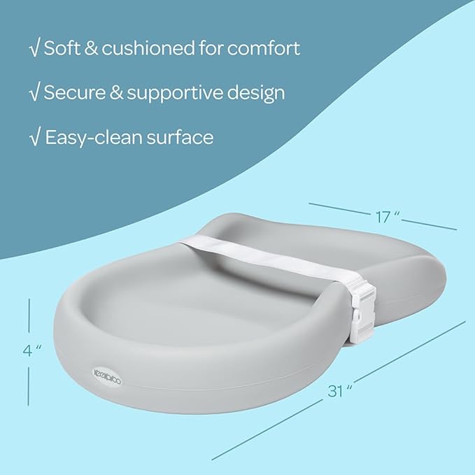 Keekaroo Peanut Changer Grey – the Original - Easy-to-Clean Changing pad and the only Shell Over Foam, Fully Water Repellant