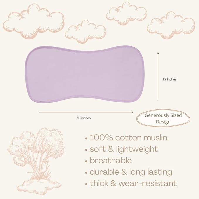 Burping Cloths for Baby Boy & Girl, 6 Pack 100% Cotton Muslin Burp Cloths, Soft & Highly Absorbent, 22x10”, CPC Certified, Breathable for Sensitive Skin, Gift-Ready (Nude, Light Pink, Light Blue)