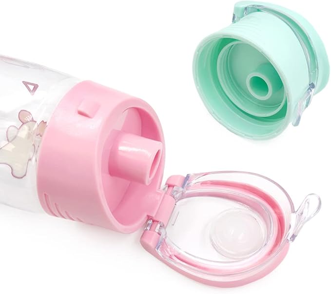 Anirollz Cute Animal Character Clear Plastic 24oz. Water Bottle Tumbler w/Convenient Carrying Handle (Mint)