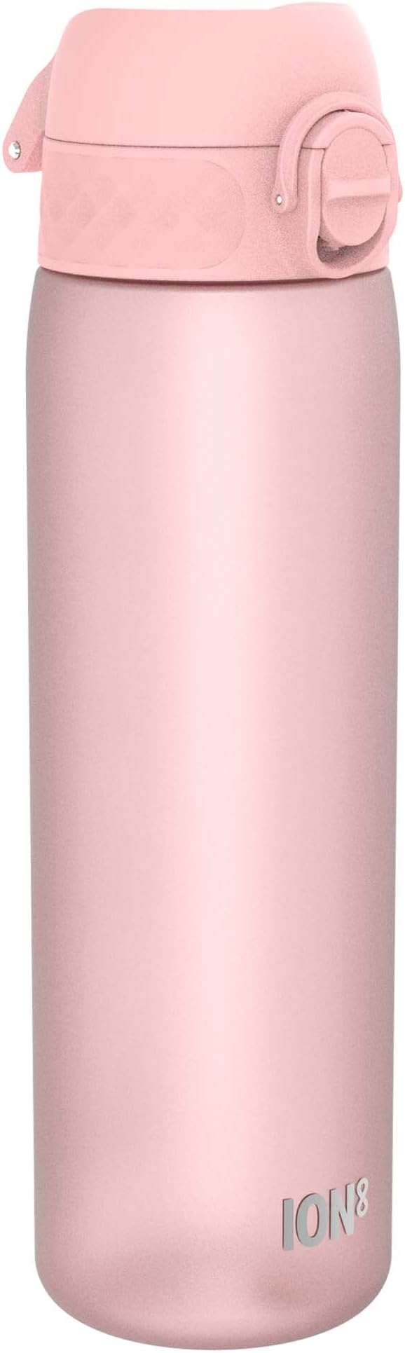 ION8 Water Bottle, 500 ml/18 oz, Leak Proof, Easy to Open, Secure Lock, Dishwasher Safe, BPA Free, Hygienic Flip Cover, Carry Handle, Fits Cup Holders, Easy Clean, Odor Free, Carbon Neutral, Rose Pink
