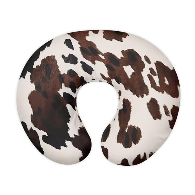 Jeiento Ultra Soft Nursing Pillow Covers Brown Cow Print Newborn U-Shaped Breastfeeding Pillowcase Cushion Cover Elastic Nursing Pillow Slipcovers for Newborn Infant Bottle Breast Feeding Pillow