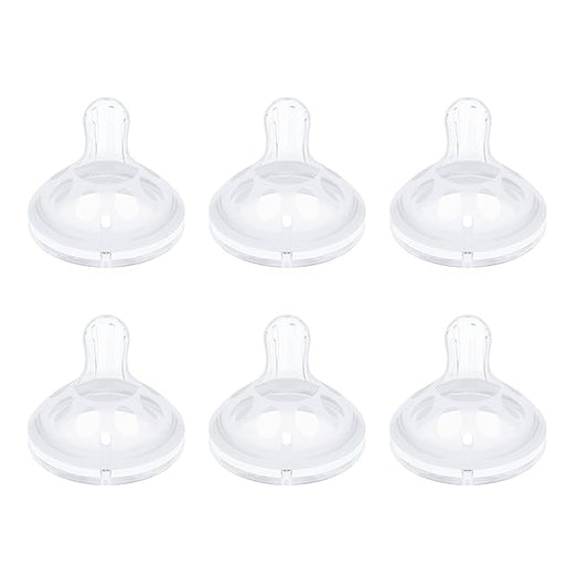 Baby Silicone Nipples for Lansinoh Bottles, Anti-Colic Replacement Nipple for Baby 1m+, BPA Free, Slow Flow, Size S, 6 Count