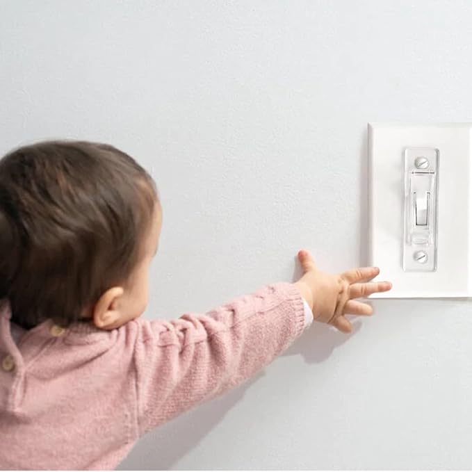 Wall Switch Guard, ILIVABLE Child Proof Light Switch Plate Covers Protects Your Lights from being Accidentally Turned On or Off by Children and Adults (Clear, 4 Pack)