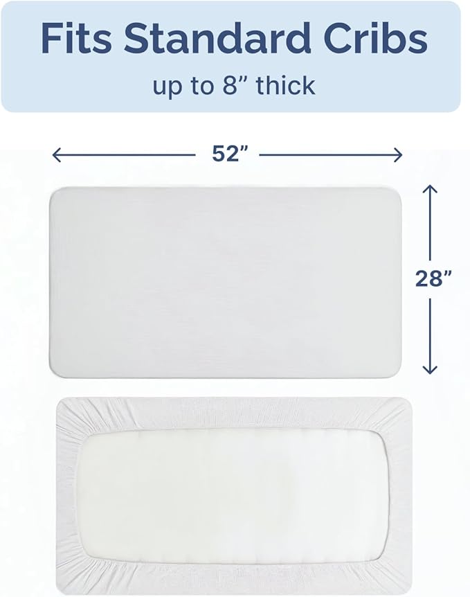 Baby Crib Sheets for Boys & Girls - Pack of 2 Fitted Microfiber Crib Sheets for Standard Crib & Toddler Mattress - Soft, Breathable & Wrinkle Free - Machine Washable, Oeko Tex, 52x28x8in - White/Pink