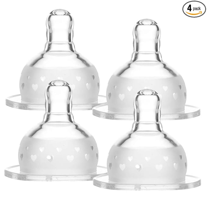Matyz 4-Pack Silicone Replacement Nipple for Matyz Wide Neck Bottles, Medium Flow, 3 Months to 6 Months (Size M)