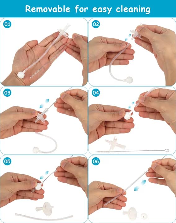 Straw Cup Conversion Kit for Dr Browns Narrow and Narrow Glass Baby Bottles, Spill-Proof Transition Kit with Silicone Straw Nipple, Weighted Straw, Handle, 4 Pack, 8m+
