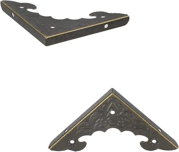 Geesatis Corner Hardware 2.2" X 1.6" Iron Decorative Corner Protector Corner Bracket Protector for Box Table Desk, with Mounting Screws, Bronze, 30 Pack