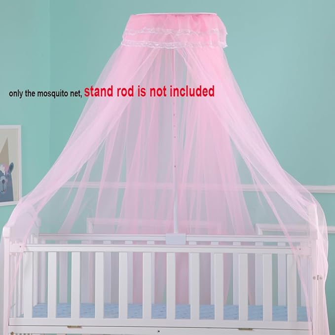 Crib Mosquito Net Crib Dome Bed Canopy Foldable Cot Net Tent Universal Palace Style Dome Bed Curtain (Stand Rod NOT Included)