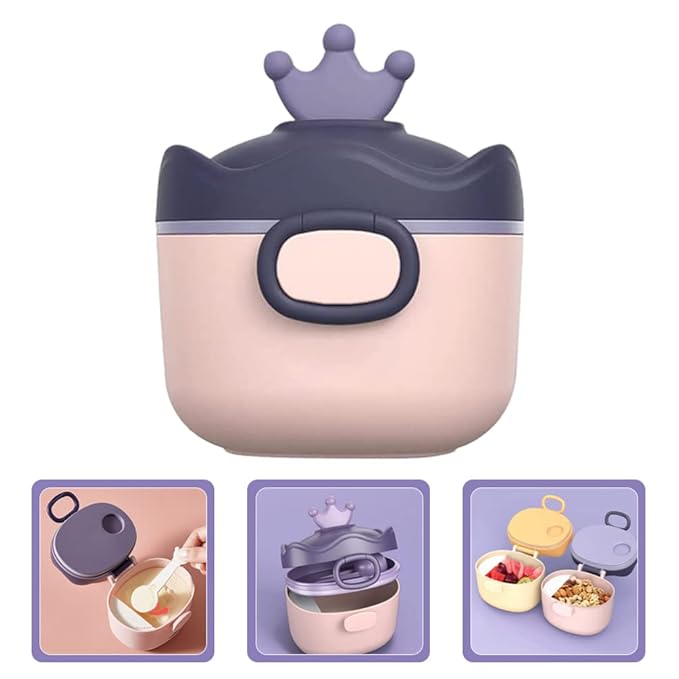 Crowns Baby Dispenser Scoop Portable Milk Storage Container Travel Daycare Holder Snack Storage Container Non Spill Design