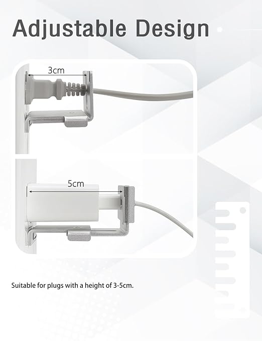 Charger Lock to Outlet, ILIVABLE Adjustable Metal Outlet Lock, Firmly Secures Power Plug from Unplugging (Silver, 2 Pack)