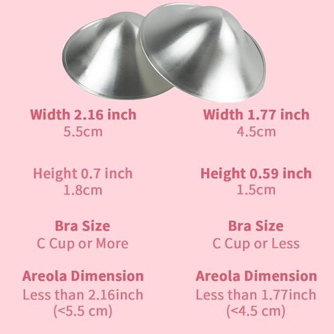 The Original Silver Nursing Cups, Nipple Shields for Nursing Newborn, Nipple Guards Protector for Breastfeeding, Breast Feeding Essentials, Trilaminate 999 Silver (Small (4.5 * 1.5cm))