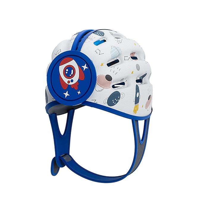 Rocket Baby Helmet - Soft Cushion Head Protector for Crawling, Walking Infants (Blue, 6-12 Months)