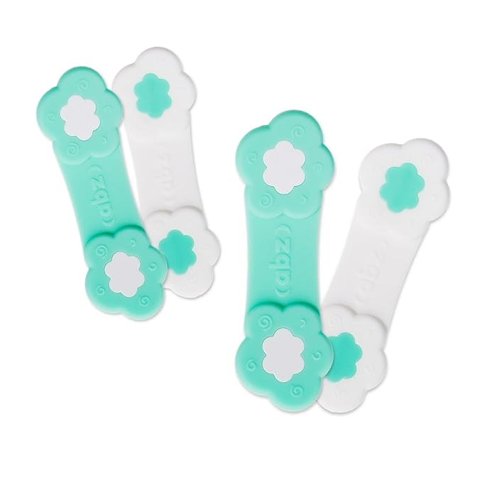 ABZ Pin Free Cloth Diaper Fasteners for Prefolds, Pre-Flats or Flat Diapers - 4 Pack - Turquoise